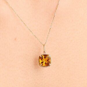 Beaded Cushion Cognac Quartz Charm